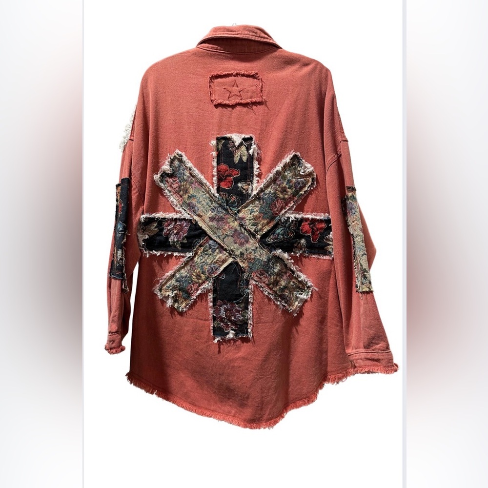 Pol Emberline Patch Button Down Shirt, Brick, Siz… - image 7